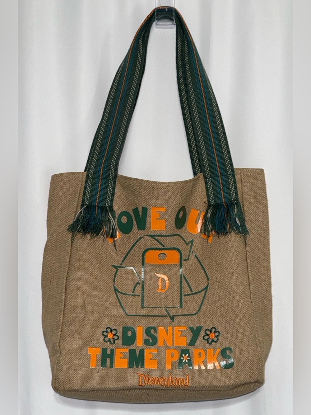 Disney Parks Disneyland Resort “Love Our Disney Theme Parks” Burlap Tote Bag